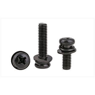 Vít Đầu Tròn Ba Chấu Màu Đen Kẽm Kèm Vòng Đệm Và Vòng Đệm M2M2.5M3M4M5M6M8