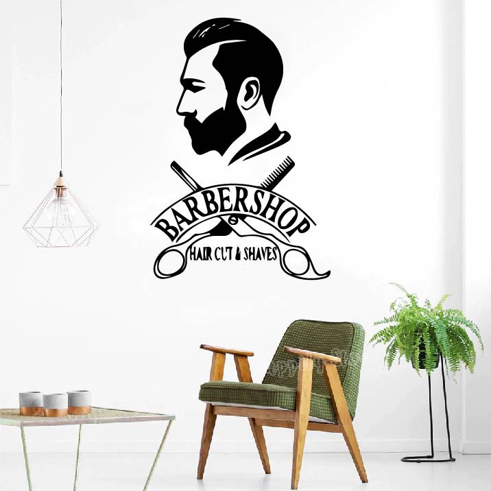 Decal Trang trí Barber, Salon cắt tóc Nổi bật, tăng tính thẩm mỹ, thu hút khách hàng P2