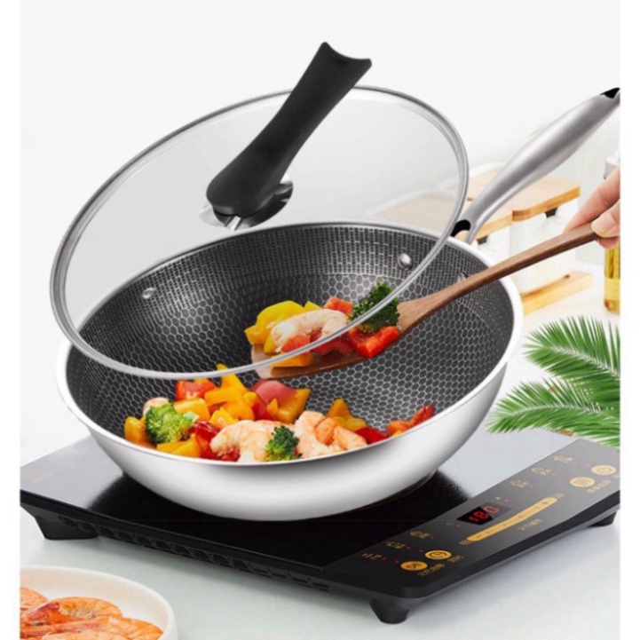 Chảo Chống Dính Vân Tổ Ong Cao Cấp - Lòng Sâu - Dùng được cho tất cả mọi loại bếp -