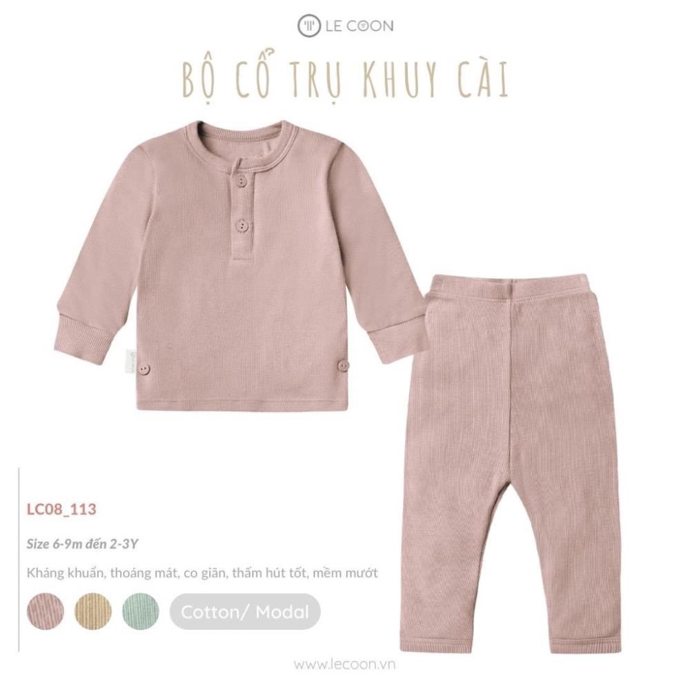 Le coon LC08113 Bộ quần áo dài tay cho bé trai bé gái Lecoon  bộ cổ trụ khuy cài