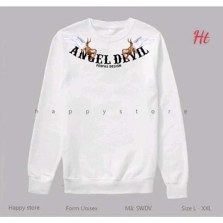Áo nỉ dài tay cổ tròn in thiên thần ác quỷ ANGEL Ht