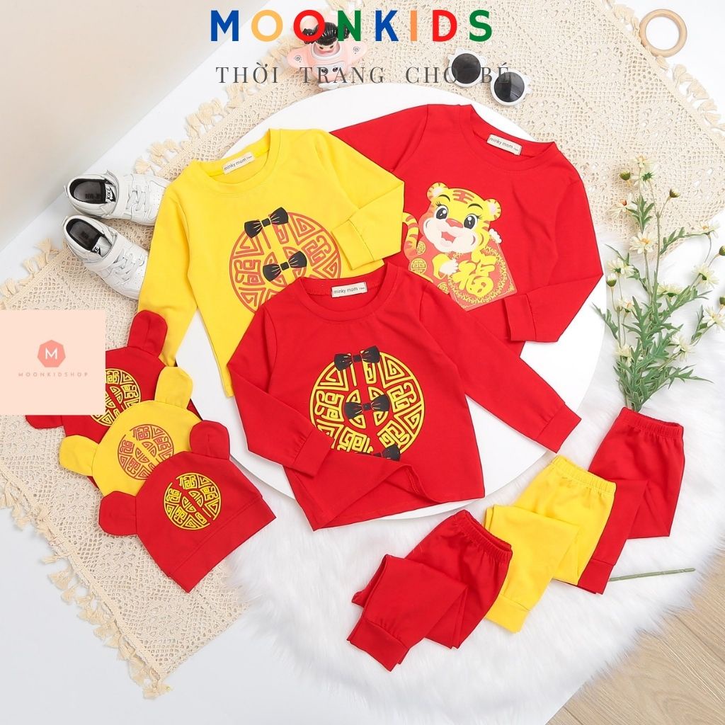 Bộ Đồ MINKY MOM TẾT Dài Tay Cho Bé☃️TẾT 2022☃️vải cotton 100%,Dành Cho Bé Trai,bé gái từ 4-16kg,có sẵn SLL