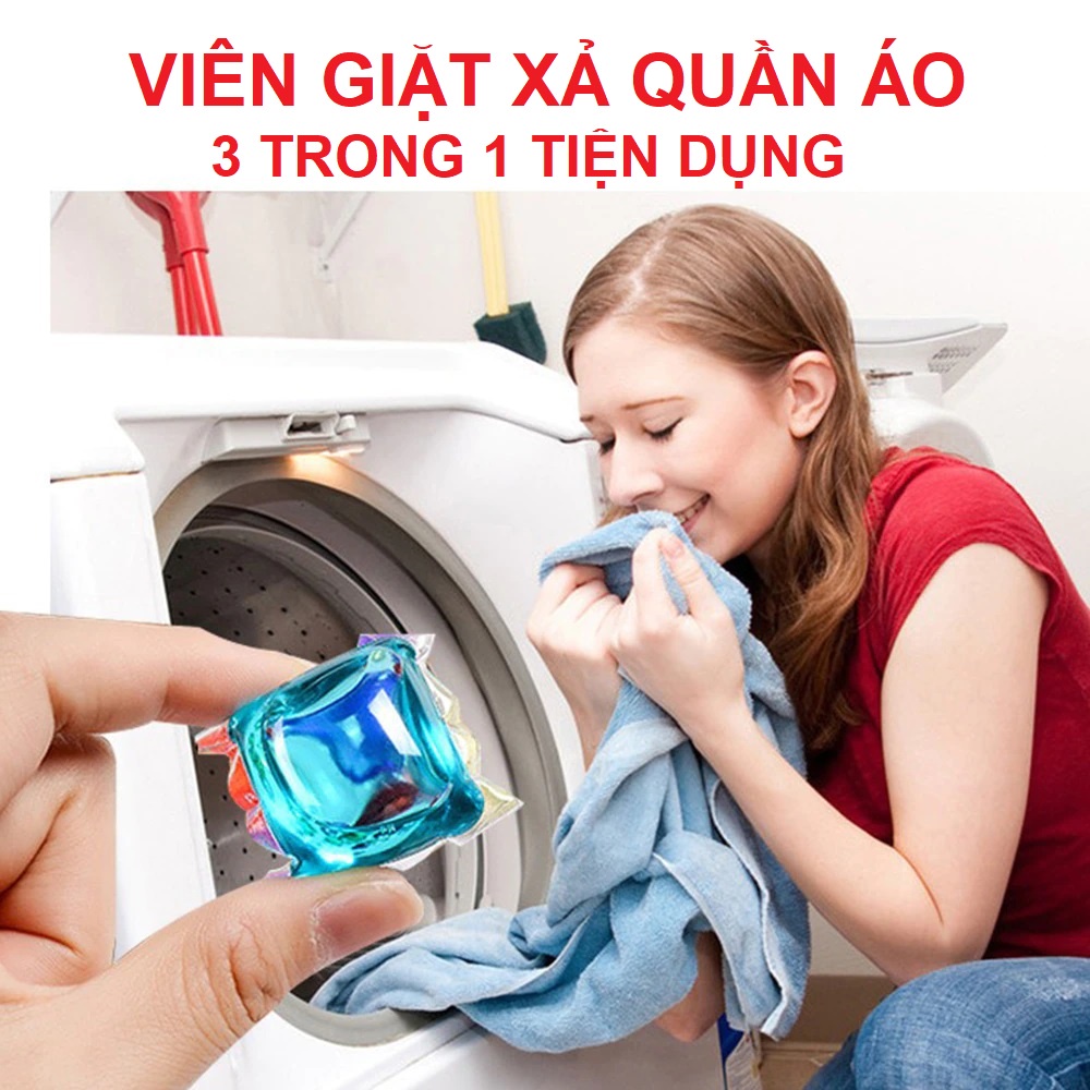 (HCM) Set 20 Viên Giặt Xả Quần Áo 3 Trong 1 Dùng Cho Máy Giặt Nhiều Mùi Hương Thơm Mát