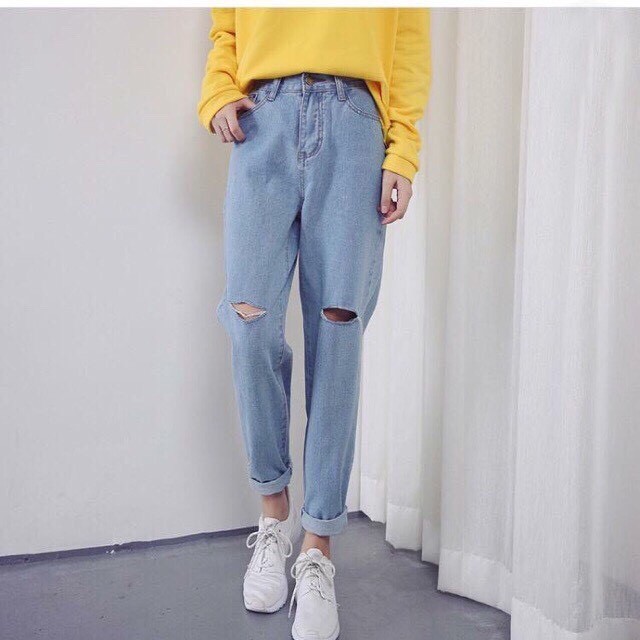 Quần Jean Baggy Cắt Rách 2 Gối Mã 240 | BigBuy360 - bigbuy360.vn