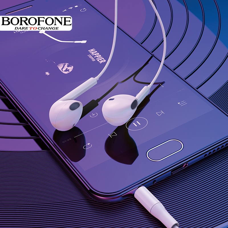 Tai nghe nhét tai BOROFONE BM54 chống ồn, nghe hay có mic đàm thoại, dây dài 1.2m, Jack cắm 3.5mm - Chính hãng