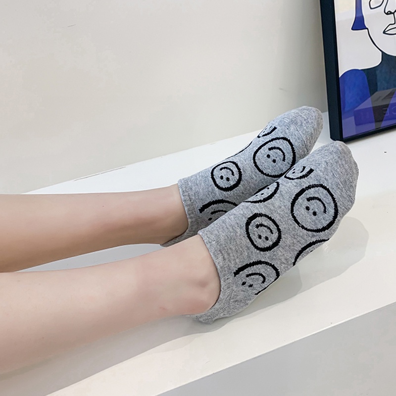 Tất cotton chải kỹ cổ ngắn vô hình kiểu đơn giản mùa hè dễ thương vui nhộn cho nữ