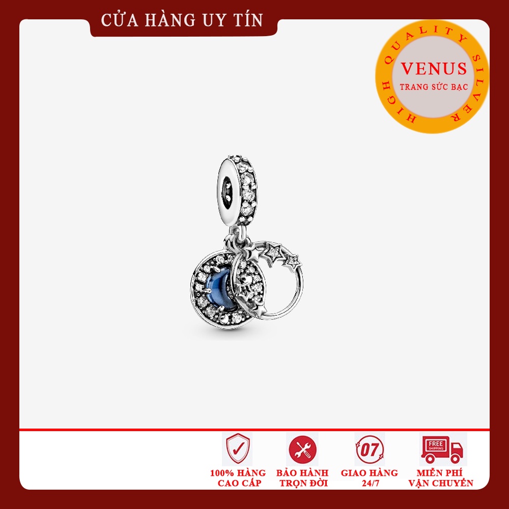[Charm bạc 925 cao cấp] Charm treo trăng sao in nổi- Mã sản phẩm VENUSTTS