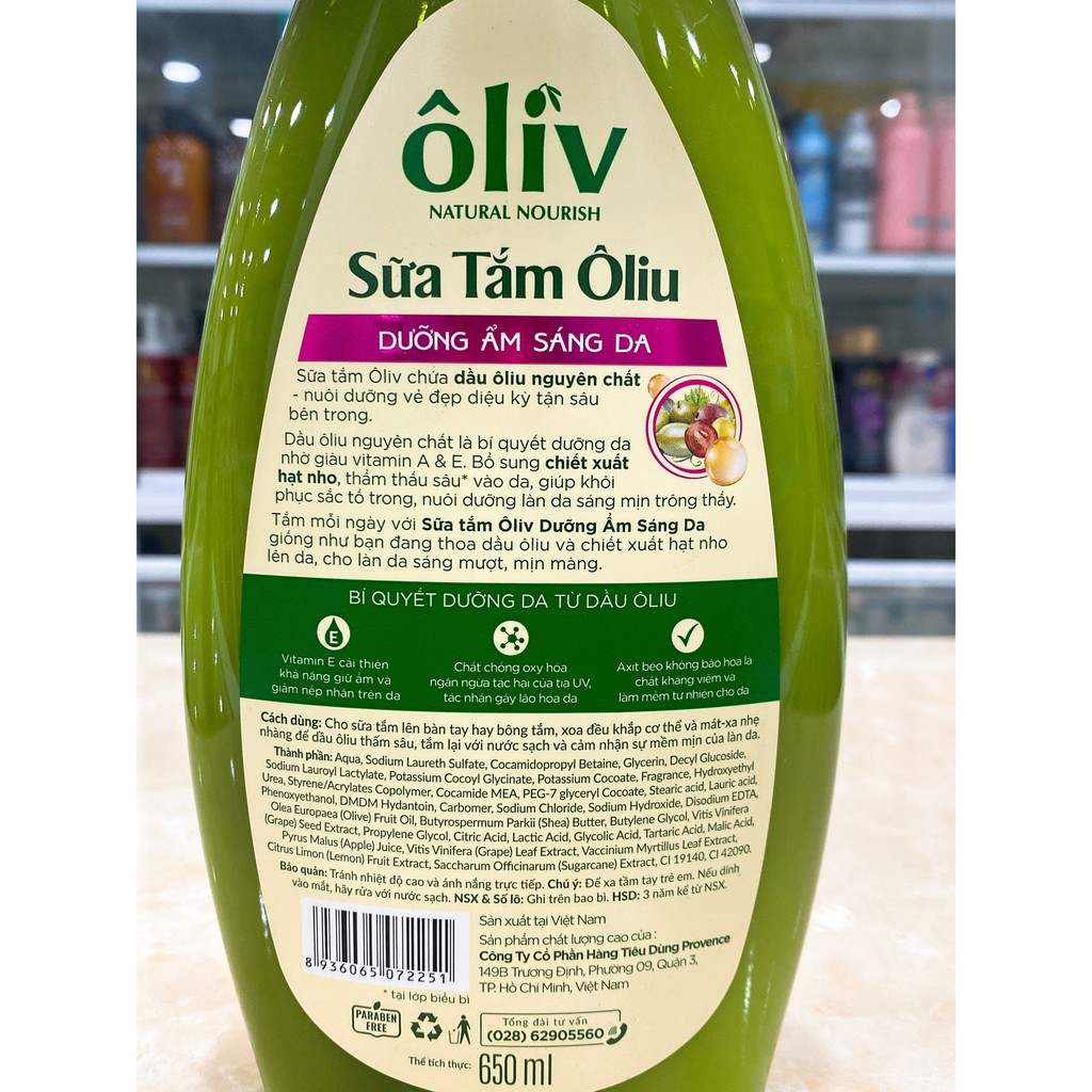 (650ml) Sữa Tắm Ôliv Purité by Prôvence Dưỡng Ẩm Mềm Mịn Và Sáng Da