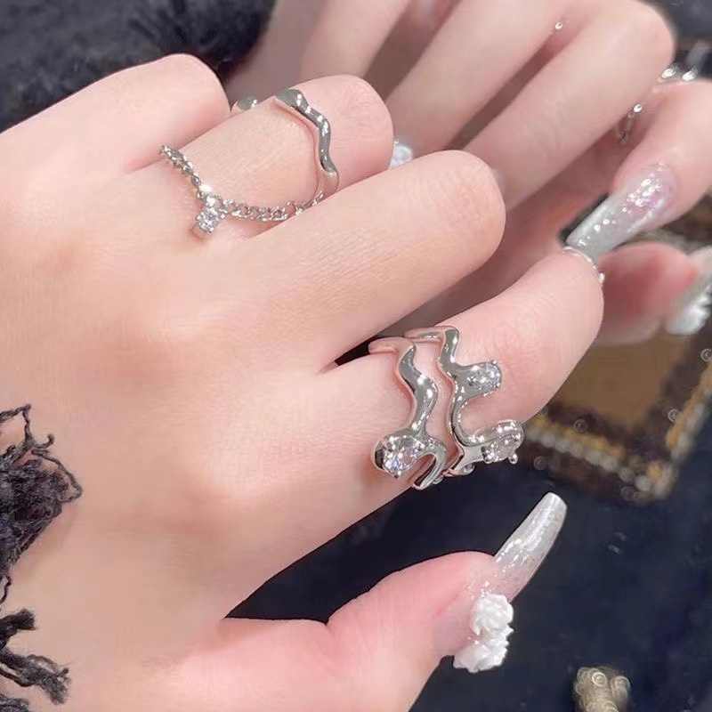 Nhẫn Hở Họa Tiết Gợn Sóng Độc Đáo Phong Cách Hàn Quốc Sang Trọng