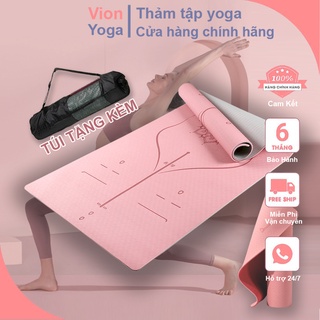 Thảm Tập Yoga Định Tuyến TPE cao cấp tặng kèm túi đựng - Thảm yoga chống trượt chính hãng Vion Yoga