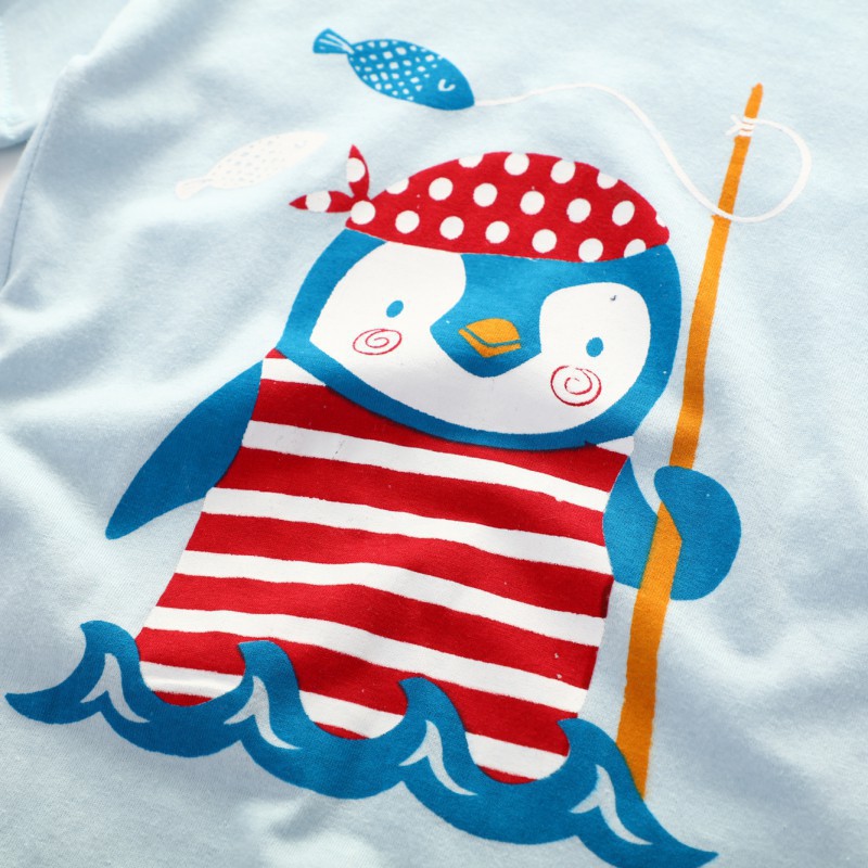 Set áo thun tay ngắn kèm quần cotton họa tiết dễ thương cho bé trai