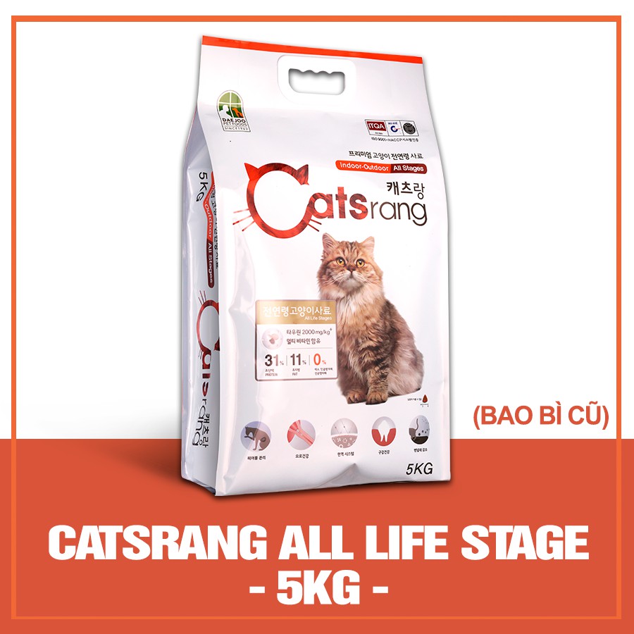 1kg Hạt CATSRANG  Hàn Quốc Bịch Zip Chiết Thức Ăn Cho Mèo Mọi Lứa Tuổi Bao Bì Mới