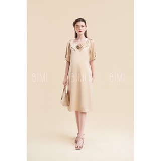 Đầm hoa kem tay phồng - bimi