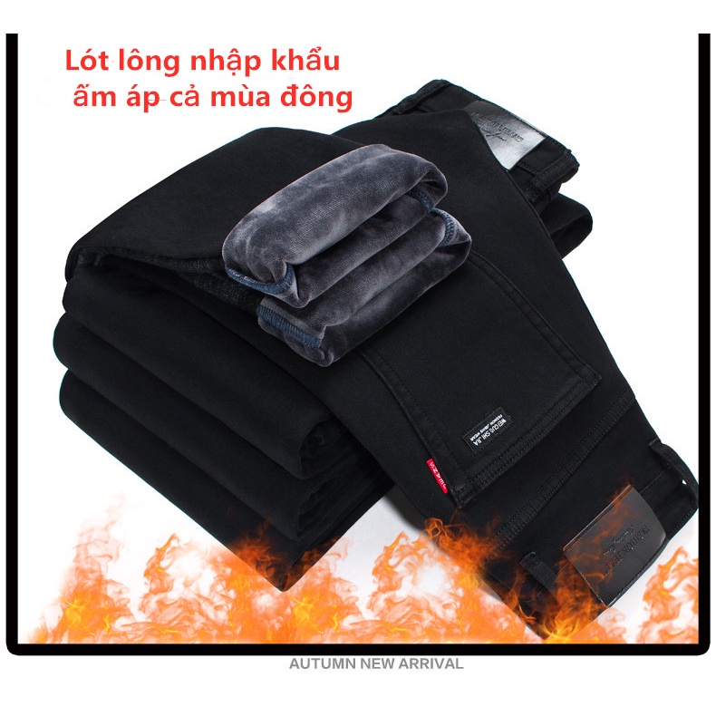 Quần jean nam lót lông cực ấm giãn tốt cotton cao cấp