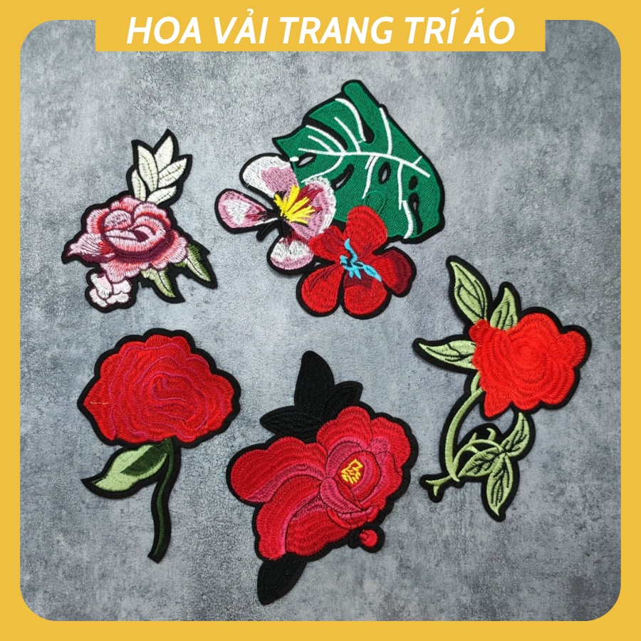 Sticker ủi áo hoa vải thêu cao cấp -DÙNG LÀM BÔNG CÀI ÁO HAY HÌNH ỦI ÁO TRANG TRÍ VÁY, ĐẦM, ÁO DÀI HOẶC LÀM MIẾNG VÁ ÁO