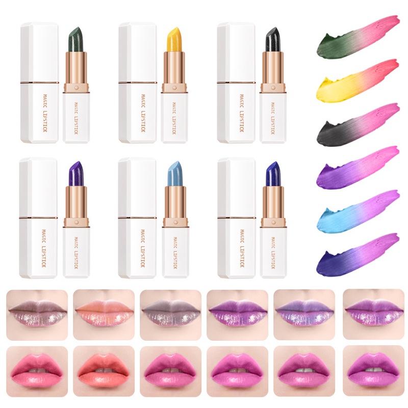 Son Dưỡng Môi 6 Màu Sắc Tùy Chọn Thay Đổi Theo Nhiệt Độ / Hoa Hồng Xanh Dương / Lâu Trôi Chống Thấm Nước