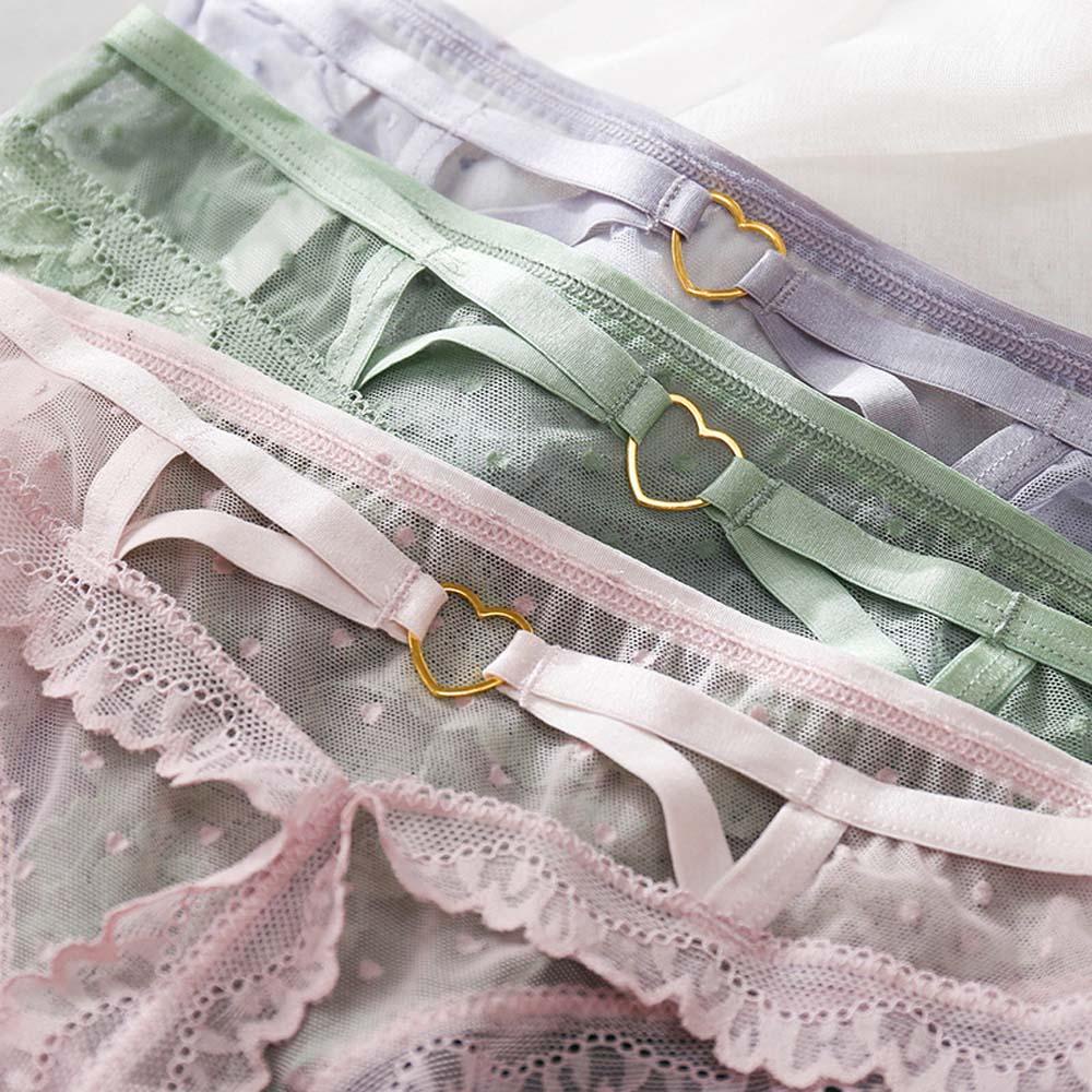 Quần Lót Cotton Lưng Thấp Phối Lưới Gợi Cảm WMES15H Cho Nữ