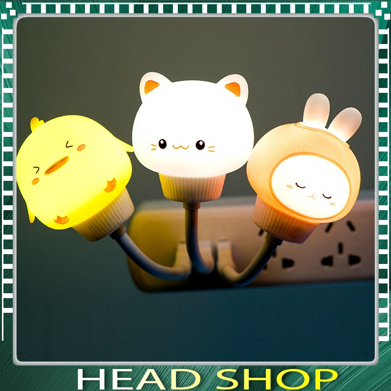 Đèn ngủ Hình Thú Dễ Thương V005 mini có điều khiển từ xa remote cổng usb hình thú Ánh Sáng Vàng HEADSHOP