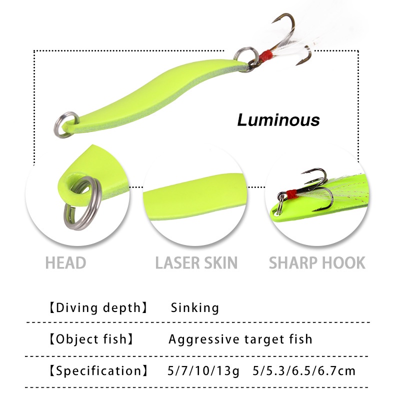 Mồi Câu Cá Dạ Quang Kích Thước 5G / 7G / 10G / 13G Bằng Sắt Dạ Quang