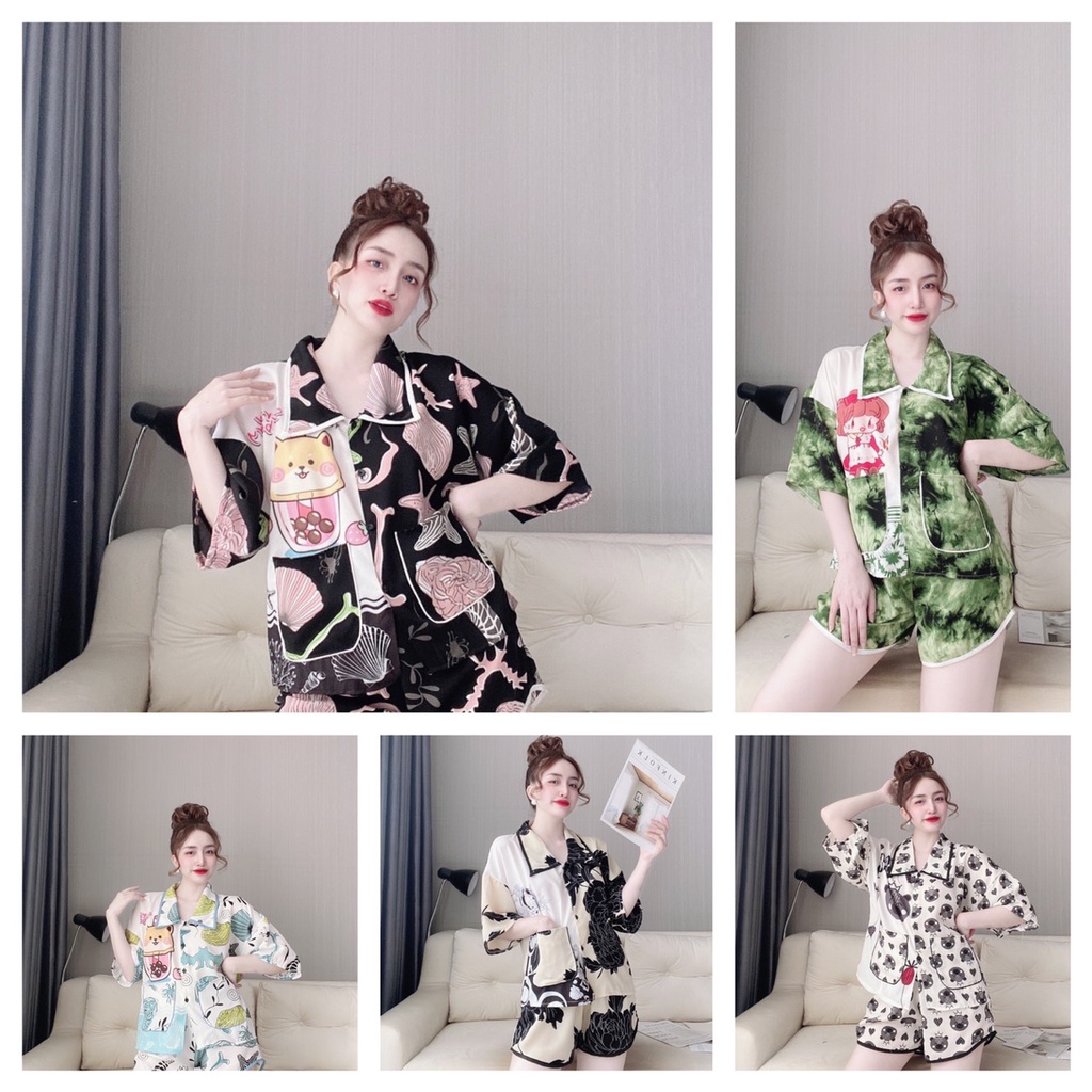 Pijama Mango,Đồ Bộ Đùi lụa MANGO Mặc Nhà Xinh Xắn Hot Trend