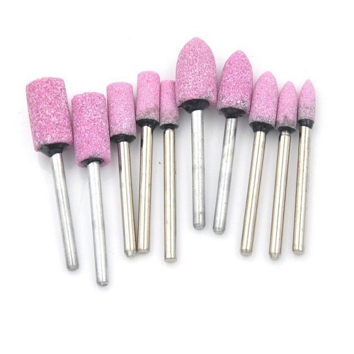 Bộ Phụ Kiện Máy Cầm Tay Gồm 10 Trục 3MM Có 10 Đầu Kích thước Hình Dạng Khác Nhau Đường Kính Đầu Mài Từ 4,5mm Đến 9,5mm
