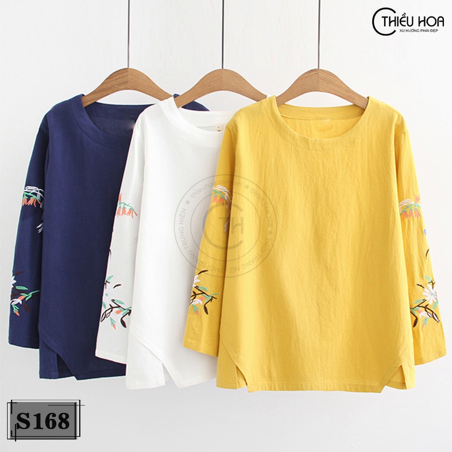 Áo trung niên linen thêu Thiều Hoa S168