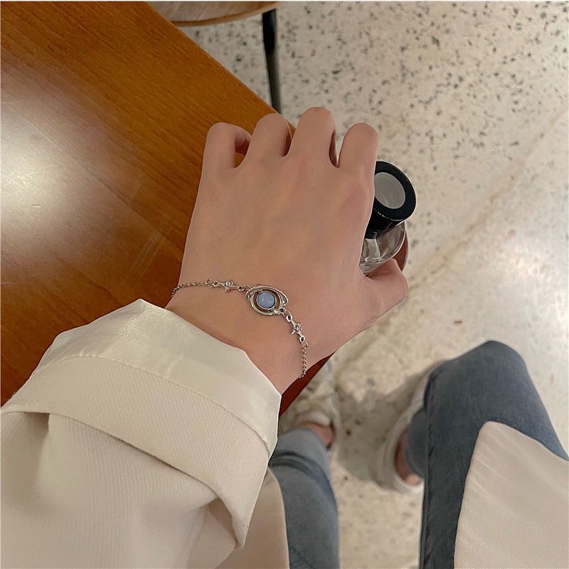 Vòng Tay Chuỗi Hạt Màu Xanh Dương Hình Hành Tinh Tinh Tế Phong Cách Harajuku Mới