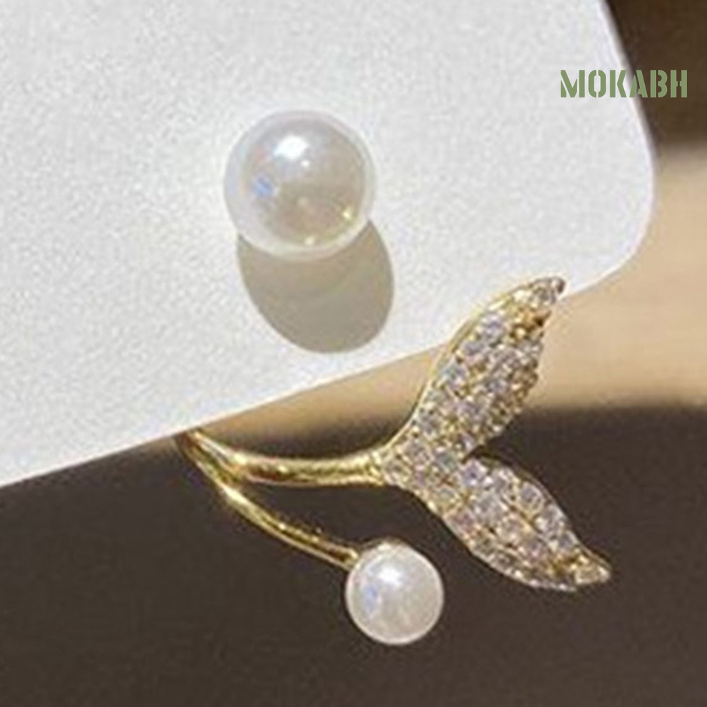 1 Đôi Bông Tai Xỏ Lỗ Hình Đuôi Cá Đính Ngọc Trai Nhân Tạo Mạ Điện Lâu Trôi Thời Trang