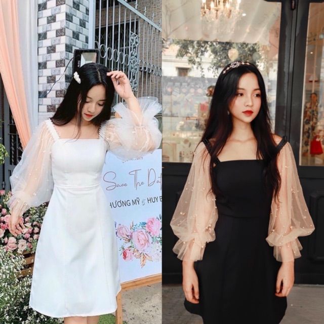 Đầm trắng dự tiệc nữ tay đính ngọc hàng loại 1 siêu xinh _(kèm ảnh thật) | BigBuy360 - bigbuy360.vn