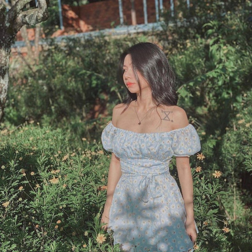 JUMPSUITS HOA XẾP LY NGỰC THẮT DÂY EO