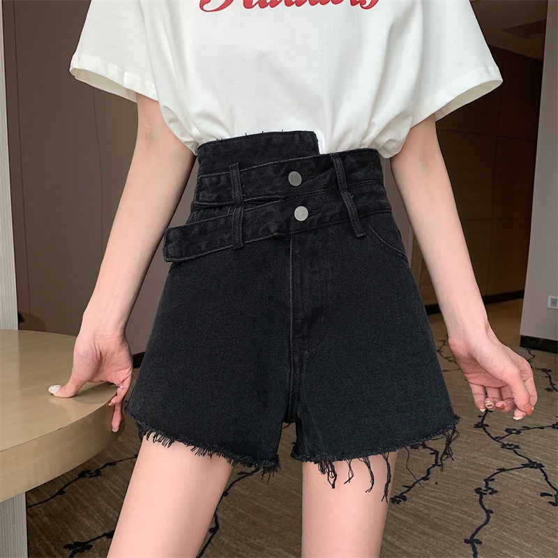 Quần Short denim Dáng Chữ A Lưng Cao Cỡ Lớn Phong Cách Hàn Quốc Thời Trang Cho Nữ