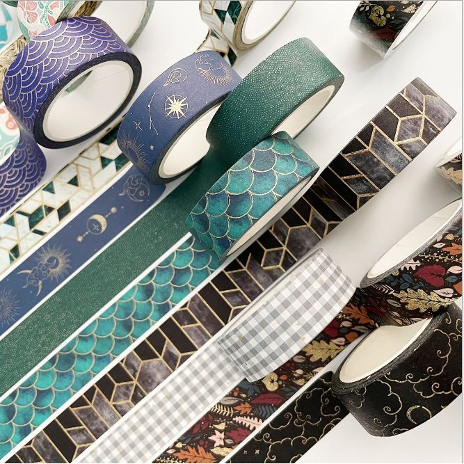 Washi tape ánh kim -1.5cmx7m - MUGOO - Băng dính giấy trang trí