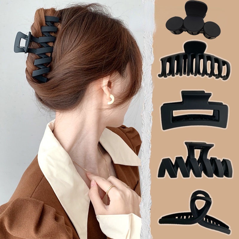 Kẹp tóc càng cua NOVSET Kẹp tóc hàn quốc thiết kế màu đen nhám