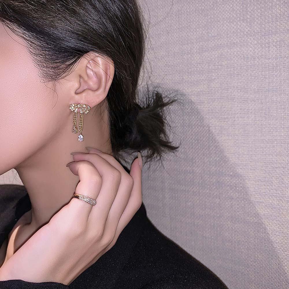 Khuyên Tai VANES1 Đính Nơ Phong Cách Hàn Quốc Ngọt Ngào|Trang Sức Thời Trang