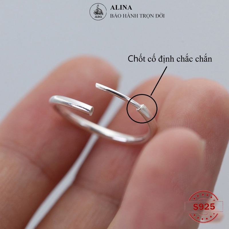 Khuyên Tròn Bạc Ta Dày Giá Tốt Nam Nữ Khoen Trơn Cá Tính Nhiều Size