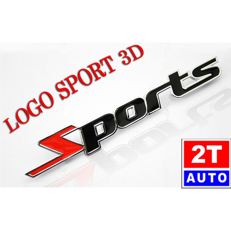 Tấm Logo kim loại SPORT thể thao chữ nổi sticker 3D trang trí cho ô tô xe hơi - MÀU ĐỎ ĐEN:   SKU:222-2