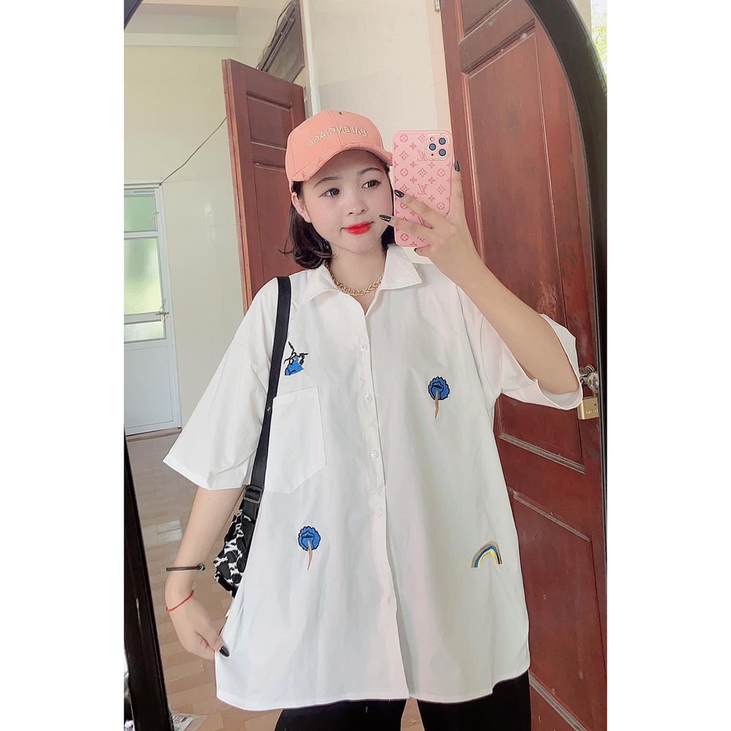 [Mã 11FASHIONSALE1 giảm 10K đơn 50K] Áo Sơ Mi Form Rộng Thêu Nổi BELE Nam Nữ Unisex | BigBuy360 - bigbuy360.vn
