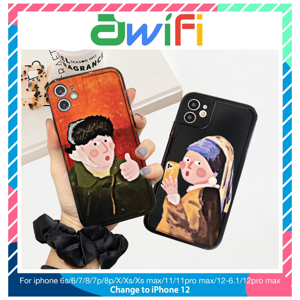 Ốp lưng iphone viền nổi bóng vangogh mona 6/6plus/6s/6splus/7/7plus/8/8plus/x/xr/xs/11/12/pro/max/plus/promax-Awifi R2-7