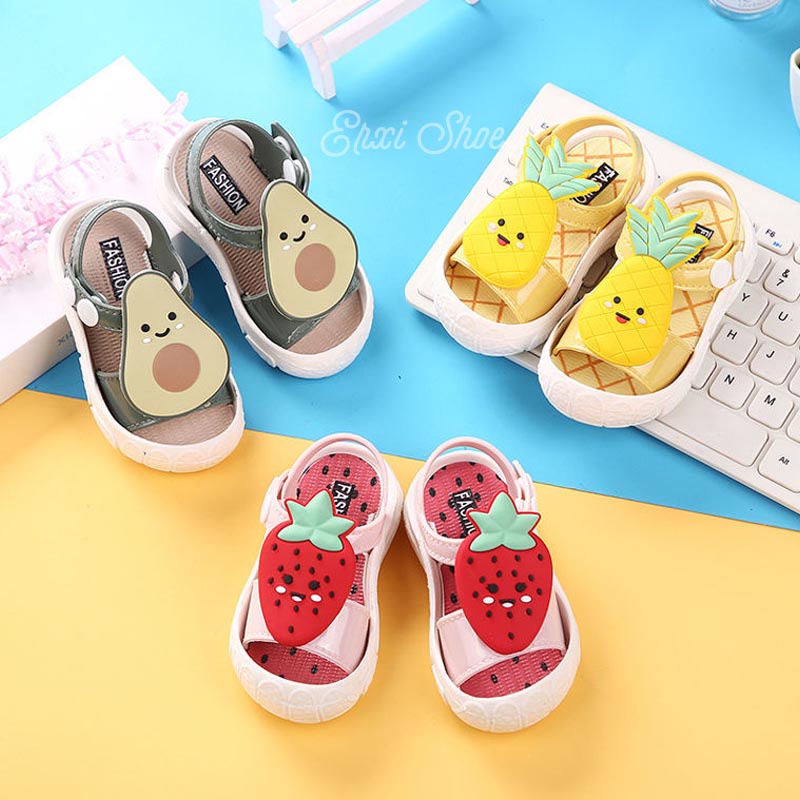 Giày đế bằng chống thấm nước họa tiết trái cây dễ thương dành cho trẻ em