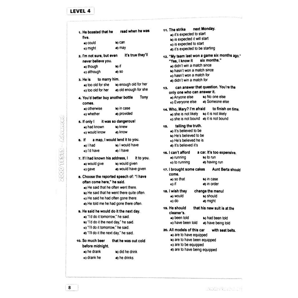 Sách 2000 Tests Advanced Level (Không CD)