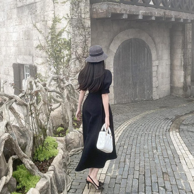 [CÓ SẴN] Đầm maxi đi biển màu đen cổ tròn, tay phồng bigsize váy đầm nữ đẹp đi biển giá rẻ | BigBuy360 - bigbuy360.vn