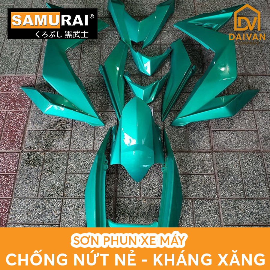 Combo Sơn Samurai màu xanh lá candy Y017* cho dàn áo xe máy