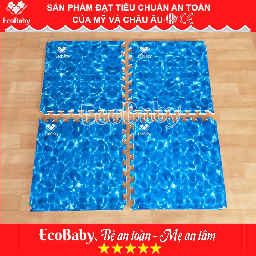 Tấm Thảm Xốp Cho Bé, Thảm Chơi Lót Trải Sàn Chống Trơn Trượt Va Đập, Loại Dày - 60x60x2cm - Hình Sóng Biển - EcoBaby