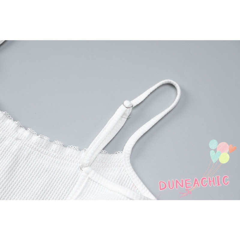 DUNEA DUNEA Áo Liền Quần Hai Dây Phối Ren Hở Lưng Gợi Cảm Cho Nữ