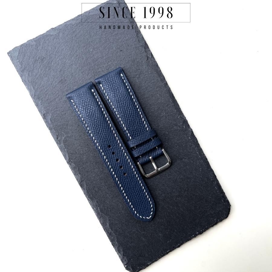 Dây Đồng Hồ Da Bò Nam 20mm 22mm, Da Thật, Handmade, Chống Nước, Chính Hãng, Màu Xanh Epsom, Bảo Hành 12 Tháng