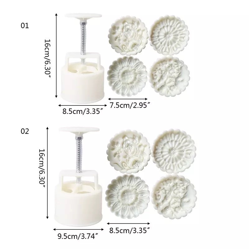 Khuôn trung thu lò xo 4 mặt chim và hoa 150g/200g