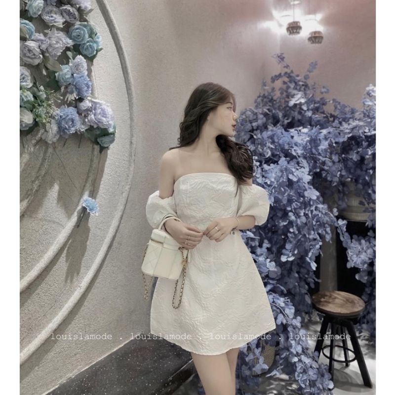 🌸🌸Váy trễ vai gấm xốp hoa xinhh hết núttt❤❤