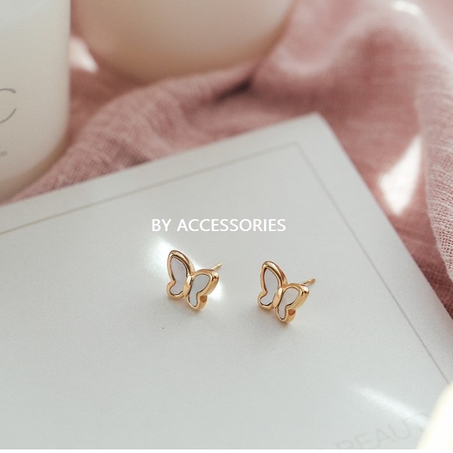 Bông tai titan tạo hình bướm cẩm xà cừ nhỏ xinh không gỉ WE2101