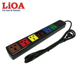 Ổ cắm kéo dài đa năng LiOA - Loại 6 ổ cắm, dây dài 3 - 5m, có Rơle chống quá tải