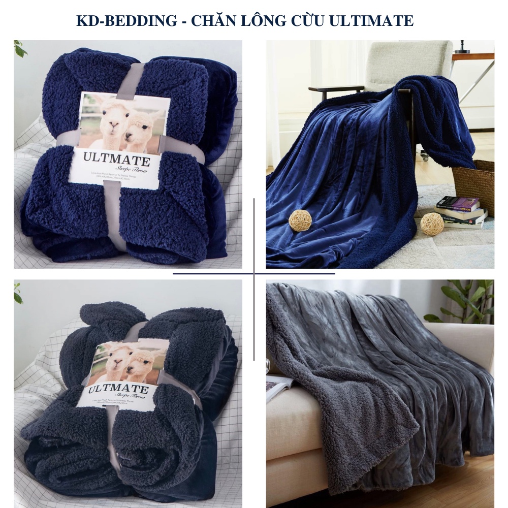 Chăn lông cừu Ultimate dày dặn 3 lớp nhập khẩu cao cấp, Chăn mùa đông siêu ấm KD BEDDING kích thước 2m x 2m3